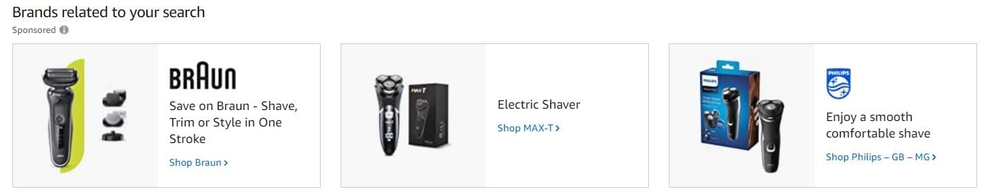 Placement of Amazon Sponsored Brands ads under a product