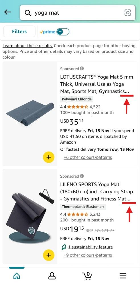 Amazon product title display mobile