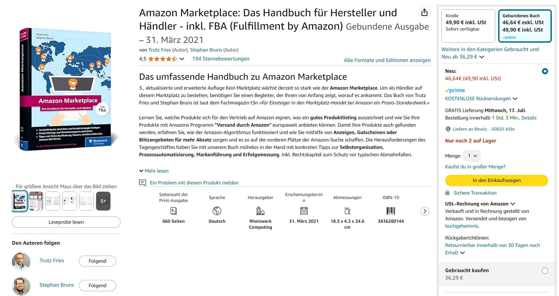 Amazon Buchdetailseite