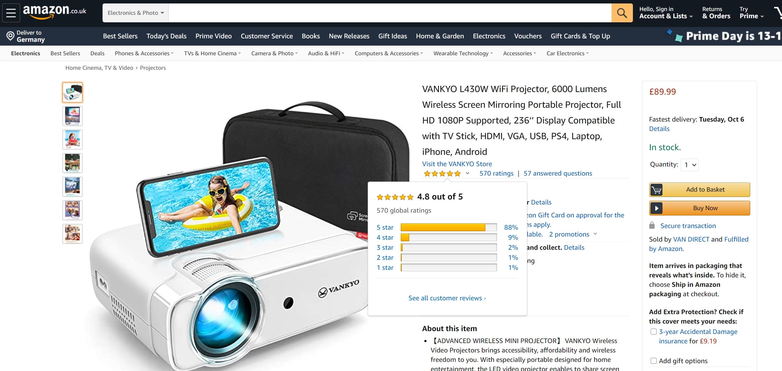 Amazon product page showing 570 reviews in just two weeks indicating fake reviews