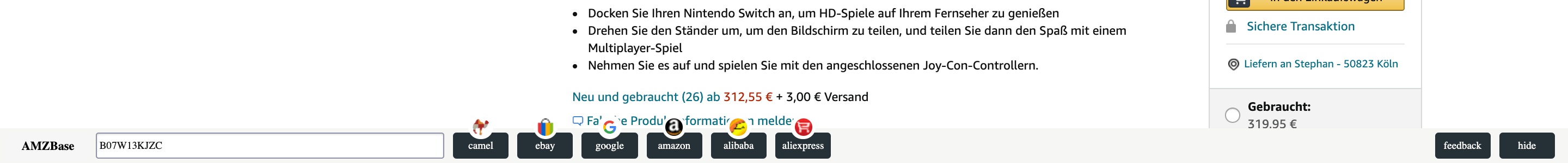 AMZ Base free Amazon product research browser extension with FBA calculator