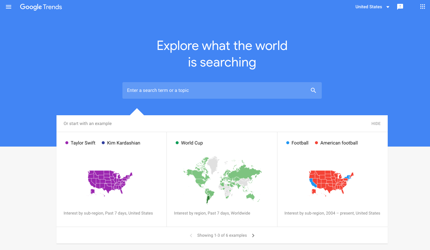 Google Trends interface for analyzing Amazon keyword search trends