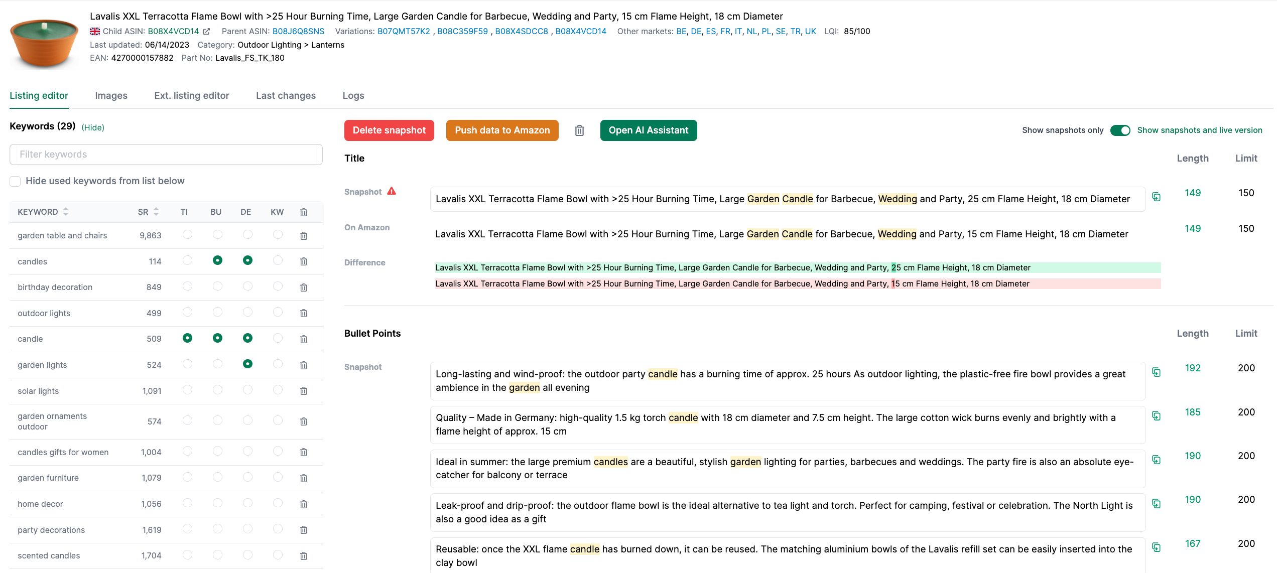 Snapshot Monitoring in AMALYTIX