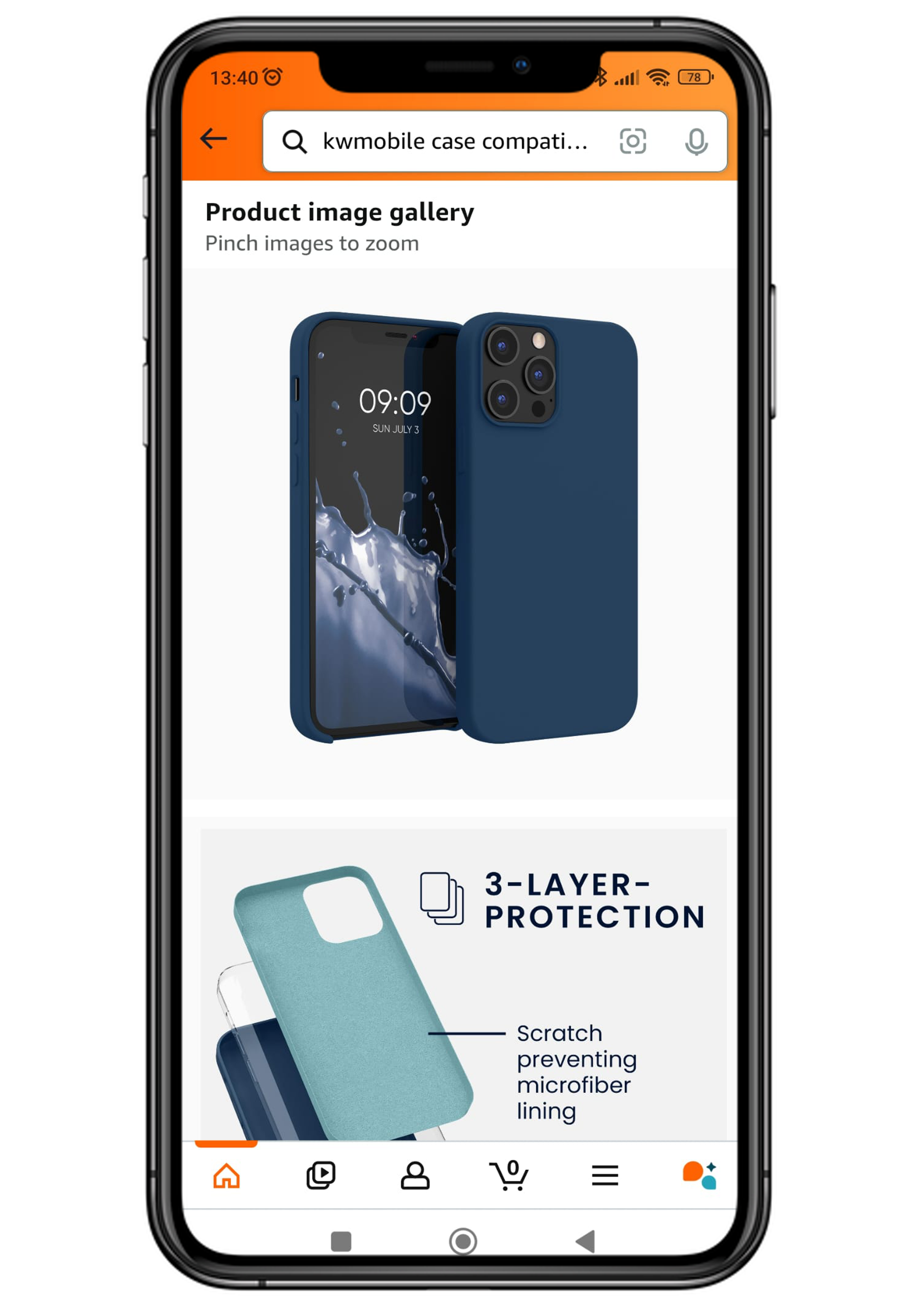 Amazon product images in image gallery view (mobile)