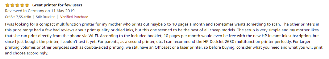 Amazon review example